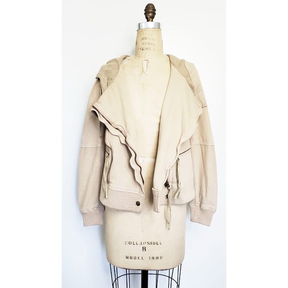 Free People We the Free Womens Carmen Moto Jacket Zip Hoody in Calm Sand S NWT - Picture 8 of 14